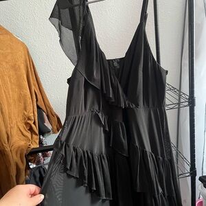 Torrid Black Ruffled Zippered Dress